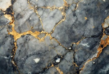 Golden cracks weaving through dark marble stone texture background