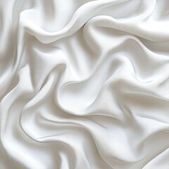 Fototapeta premium Smooth, flowing white fabric drapes in elegant folds