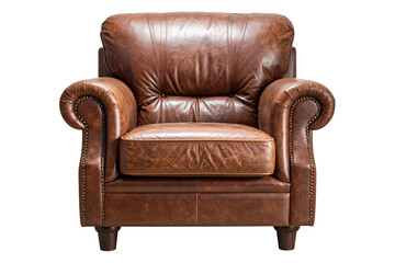   Leather armchair isolated on transparent background