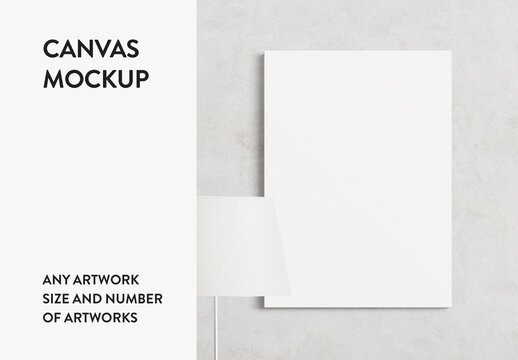 Any Canvas Size Print Interior Wall Art Poster Room Mockup Template
