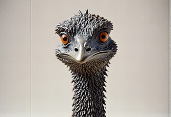 Graphic Statue of an emu, isolated on a white background.