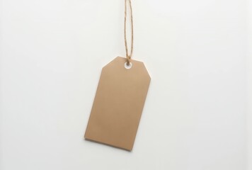 Blank-tag-price-label-kraft-paper-hanging-string-isolated-white-background
