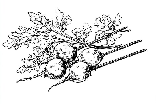 black and white radishes with leaves clip art preview