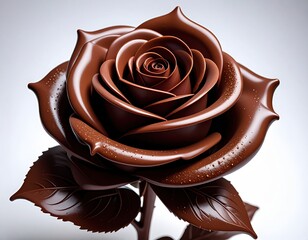 A detailed chocolate rose symbolizing love and art on Chocolate Day.