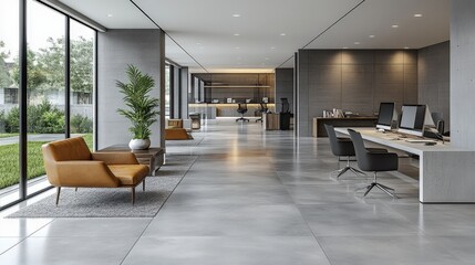 Modern Office Interior with Sleek Design and Natural Light