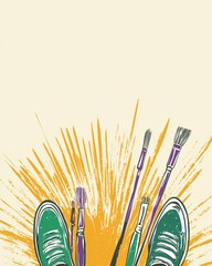 Creative expression with paintbrushes and sneakers at an art studio