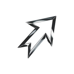Sleek Chrome Arrow Upward Pointing on Black on transparent background