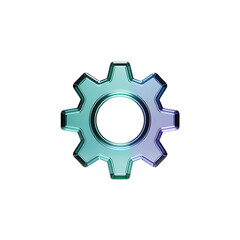 Teal Purple Gear Icon Setting Options Smooth 3D Render on on transparent background