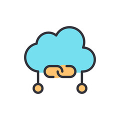 Cloud Data Connection With Link Illustration On Transparent Background
