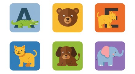 Colorful animal alphabet blocks perfect for children's educational learning materials.