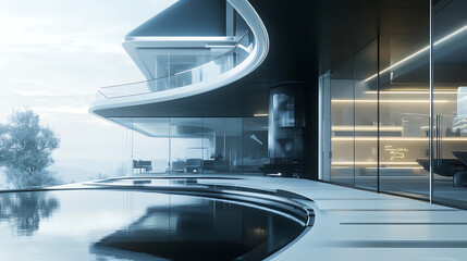 Sleek futuristic room design with cutting edge interior technology high resolution picture