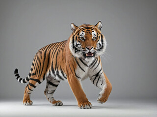 Obraz premium A Bengal tiger mid-step in a walking motion