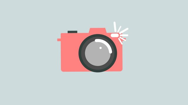 pink camera. DSLR cameras, mirrorless, SLR, pocket cameras, manual cameras, handy cam. photo, photographer, hobby, camera lens, photo. photo contest. simple animation, motion graphics.