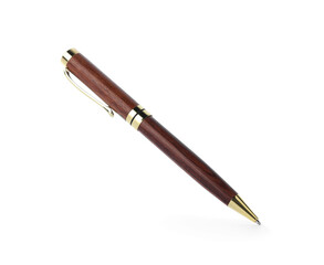 One stylish pen in air isolated on white