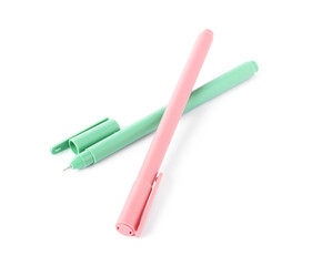 Stylish pens isolated on white. Office supply