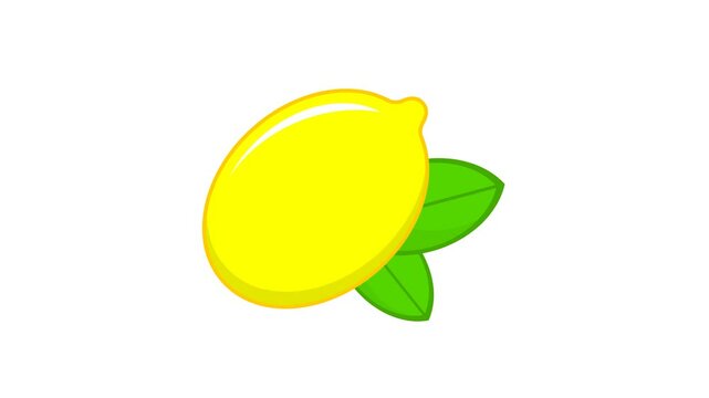 lemon on white background. whole lemon. flat style. fruit theme. vitamin c. simple animation. motion graphics