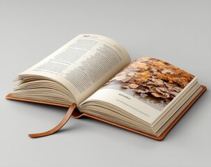 Open book with detailed pages and image, showcasing knowledge and learning