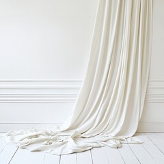 Elegant white curtain drapes in a spacious room