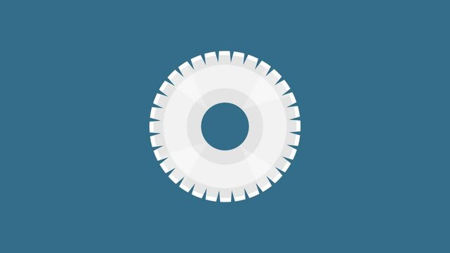 round cutting blade. tools. machine tools. cutting machine. industry. cutting. material. sharpening blades. sharp. factory. high revs. danger. safety. simple animation. motion graphics