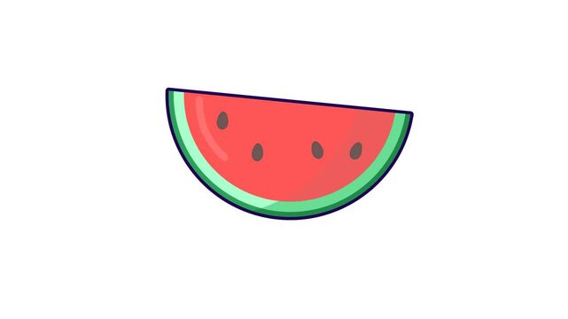 watermelon on white background. sliced ​​red watermelon. flat style. fruit theme. simple animation. motion graphics