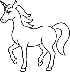 Obraz premium Unicorn outline vector illustration line art