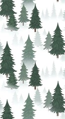 Obraz premium Misty Evergreen Enchantment: A Watercolor Forest