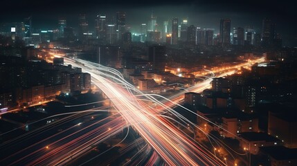 City Night Light Trails.
