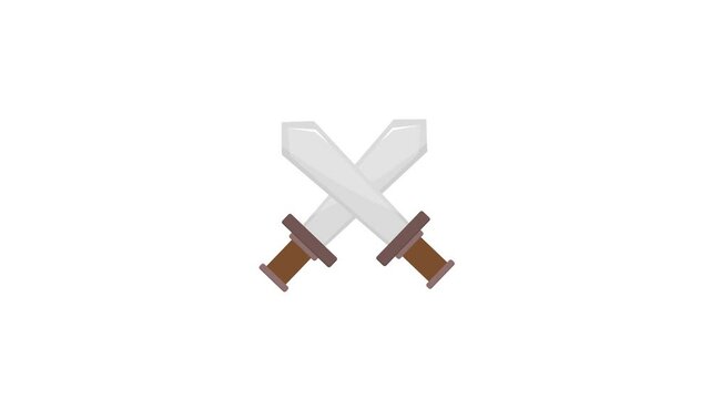sword on white background. medieval weapon. sword with brown handle. sword and scabbard. simple animation. motion graphics