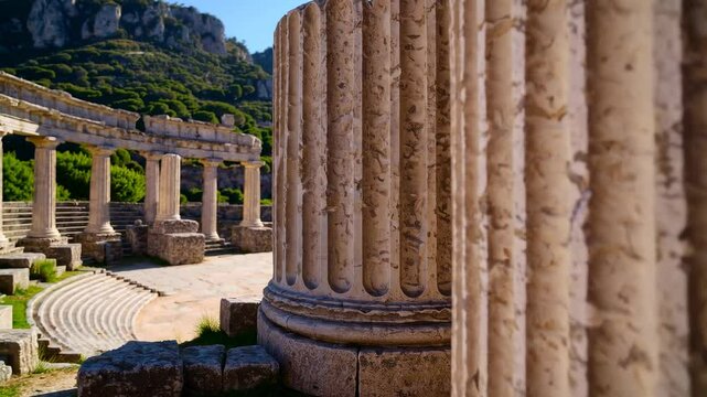 The Ruins of Taormina Theater at Sunset is a beautiful travel photo and a colorful image of Sicily
