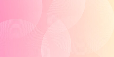 Minimalist banner background, pastel colorful, pink and yellow gradations. Circle effect style geometric, abstract background. Eps 10.