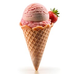 Strawberry Ice Cream Waffle Cone Photo