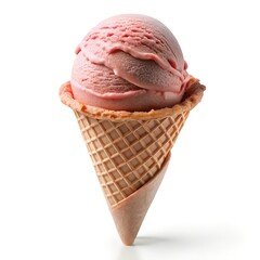 Strawberry Ice Cream Waffle Cone Scoop Photo