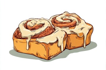 Creamy Dream Two Cinnamon Rolls Delight on White.