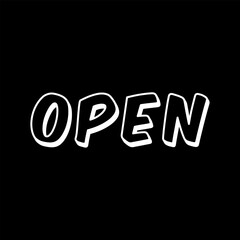 Vector text illustration for Open.