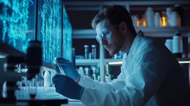 A biohacker working on an open-source genetic modification experiment. 