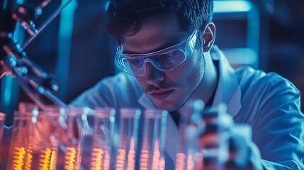 A biohacker working on an open-source genetic modification experiment. 