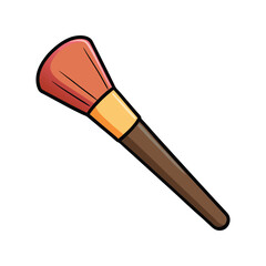 Makeup brush vector illustration. Beauty cosmetic brush for face makeup, fashion tool for foundation, powder, or blush.

