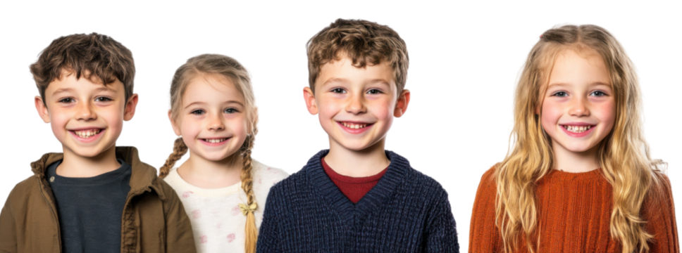 Group of Diverse Laughing Children – Happy Kids Portrait Isolated on White - Powered by Adobe