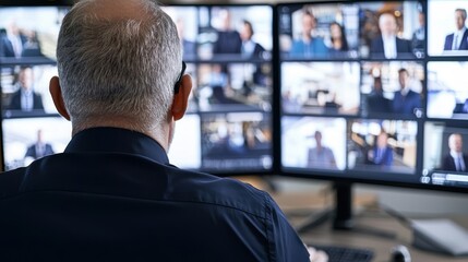 Security Operator Monitoring Multiple Screens