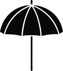 Obraz premium Black umbrella icon presents a simple silhouette for weather protection in format