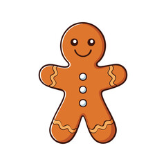 Gingerbread cookie vector illustration. Christmas dessert sweet treat, festive biscuit, decorated holiday snack clipart.

