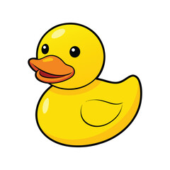 Cute yellow rubber duck vector illustration. Bath toy for kids, floating duck cartoon, plastic ducky icon