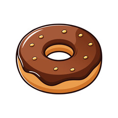 Chocolate donut vector illustration. Sweet dessert graphic, glazed treat clipart, bakery icon, tasty pastry design.

