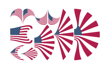 Fototapeta premium Different Styles of Creative American Flag Variations for 4th of July Independence Day Graphics