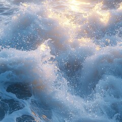 Fototapeta premium Splashing waves with sunlit foam