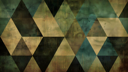 Abstract geometric pattern featuring triangles in earthy tones and textures.