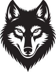 illustration of fierce wolf head facing forward with intense expression and sharp fur detailing