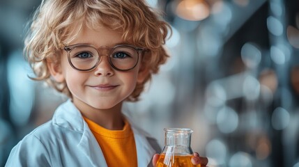Adorable Little Scientist: A Child's Curiosity in a Lab
