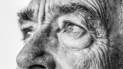 Monochrome close-up of an elderly person's face showcasing the beauty of aging