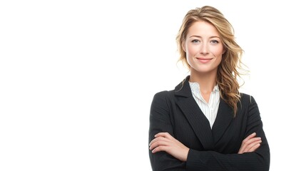 Obraz premium Confident Businesswoman Smiling with Arms Folded in Professional Attire